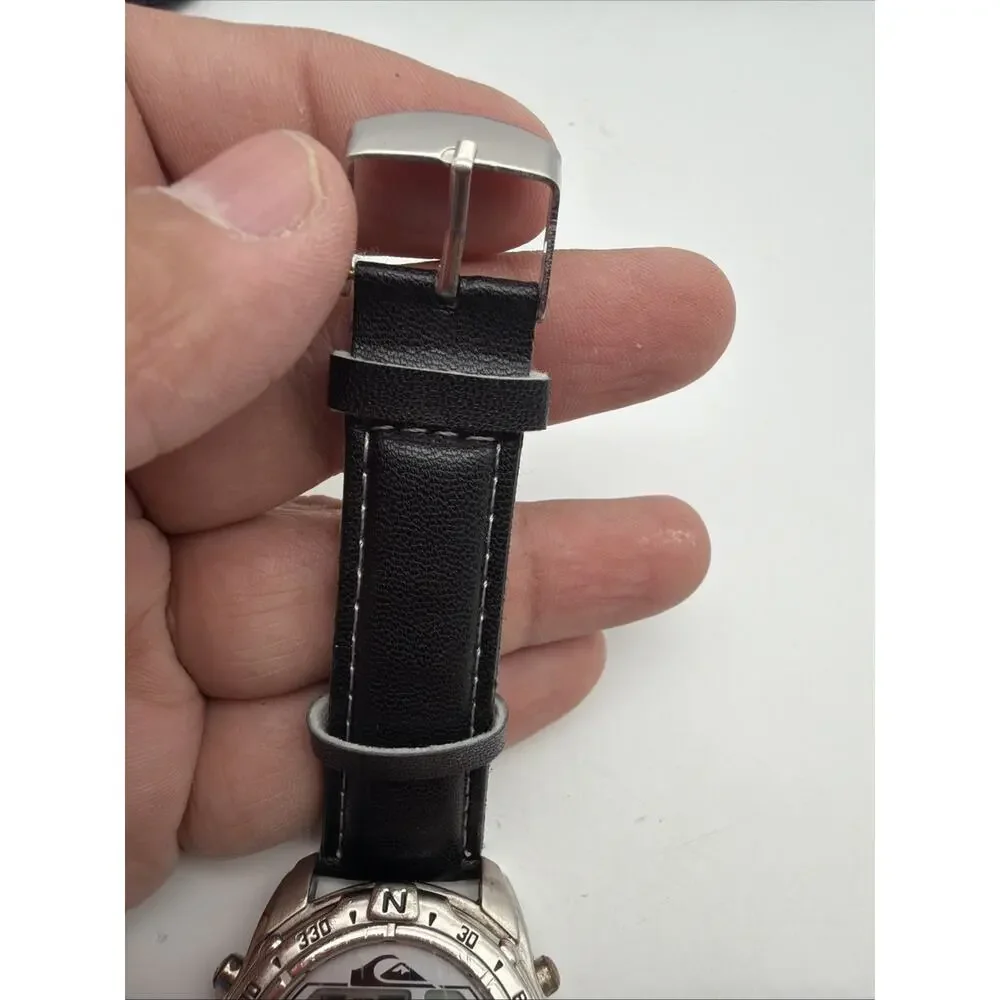Quiksilver QS2703 Silver Dial Analog/Digital Surfer Style Watch 165f/New Battery